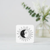 Sun & Moon Boho Line Artエレガント Social Mediaアイコン スクエア名刺 (スタンド正面)