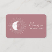 Sun & Moon Boho Line Art Mauveソーシャルエレガントアイコン 名刺 (正面)