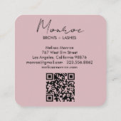 Sun & Moon Boho Line Art QRコードエレガントピンク スクエア名刺 (裏面)