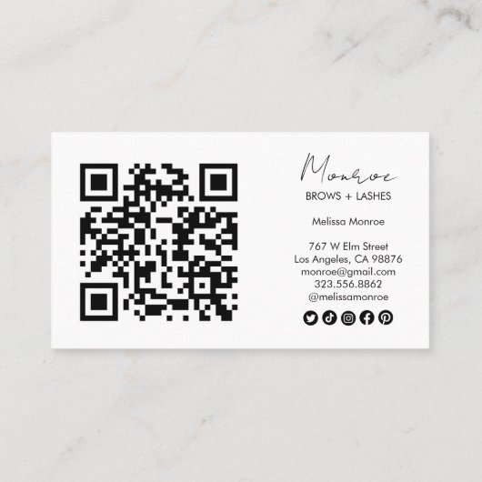 Sun & Moon Boho Line Art QRソーシャルエレガントアイコン 名刺 (裏面)