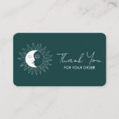 Sun & Moon Boho Social Media Order Thank You Green 名刺 (正面)