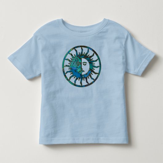 SUN & MOON in blue、金ゴールド、シルバー トドラーTシャツ (正面)