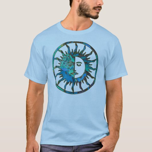 SUN & MOON in blue、金ゴールド、シルバー Tシャツ (正面)