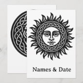 Sun & Moon Mythic Invitation – Pagan, Celestial. 招待状 (正面/裏面)