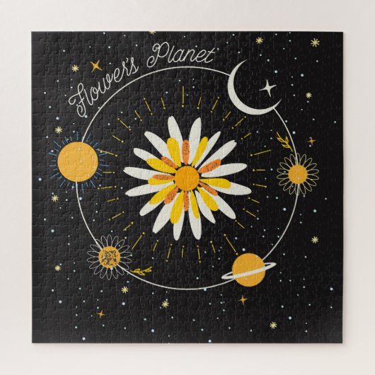 Sun Moon Planets:グラフィックフローラアート ジグソーパズル (縦)