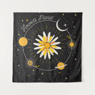 Sun Moon Planets：グラフィックフローラアート タペストリー