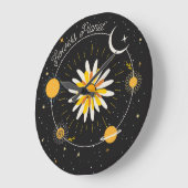 Sun Moon Planets:グラフィックフローラアート ラージ壁時計 (傾斜)