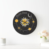 Sun Moon Planets:グラフィックフローラアート ラージ壁時計 (ホーム)