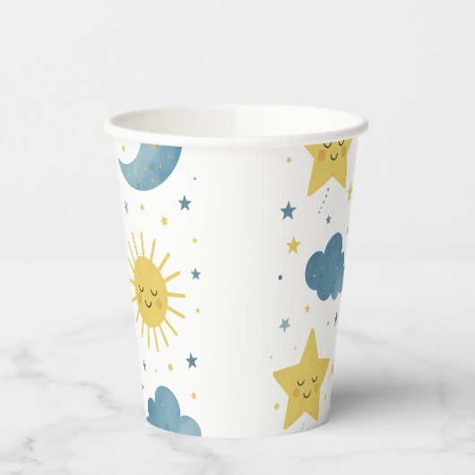 Sun, Moon & Stars Celestial Baby Shower 紙コップ (左)