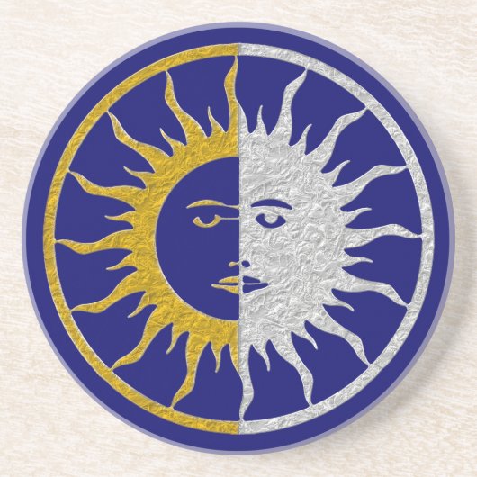 SUN & MOON Symbol -金ゴールドシルバー コースター (正面)