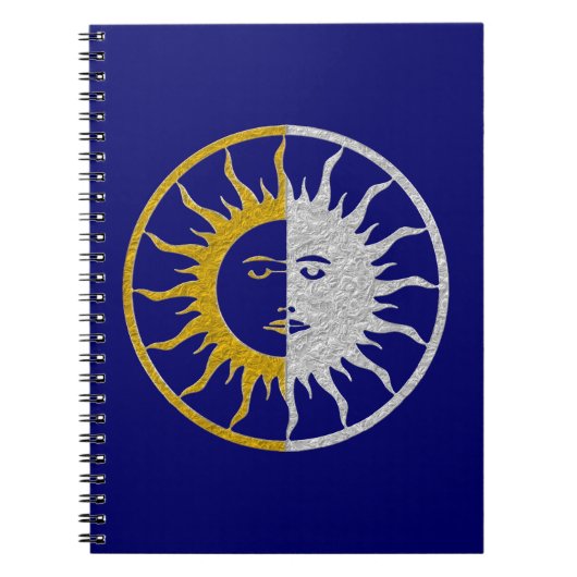 SUN & MOON Symbol -金ゴールドシルバー ノートブック (正面)