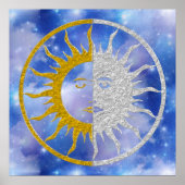 SUN & MOON Symbol - gold silver Sky ポスター (正面)