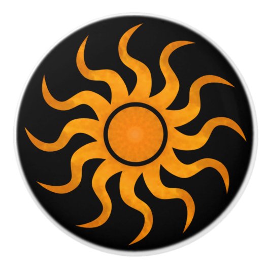 Sun On Black Decorative Ceramic Knob  セラミックノブ (正面)