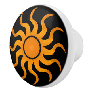 Sun On Black Decorative Ceramic Knob  セラミックノブ