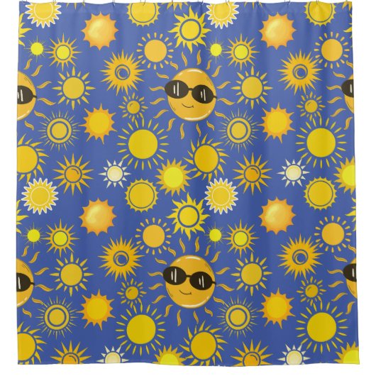 Sun pattern 01 Black BG シャワーカーテン (正面)