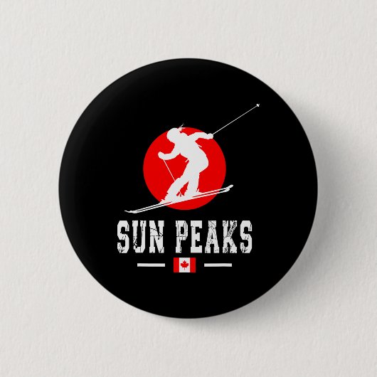 Sun Peaks Canada Ski Resort Rocky Mountains Canadi 缶バッジ (正面)