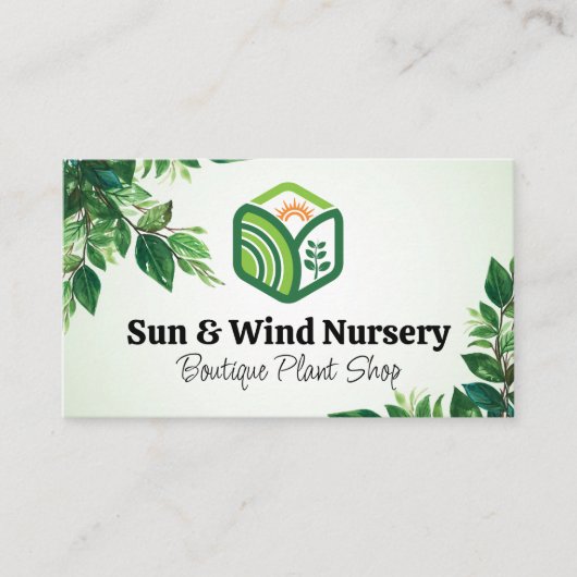 Sun Plantsロゴ |自然 |葉 名刺 (正面)