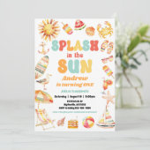 Sun Pool Birthday Partyの招待でスプラッシュ 招待状 (スタンド正面)