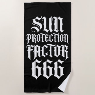 Sun Protection Factor 666 Gothic Typography Design ビーチタオル
