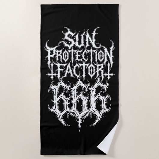Sun Protection Factor 666 Metal Logo ビーチタオル (正面)