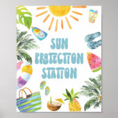 Sun Protection Stationプールパーティー標識 ポスター (正面)