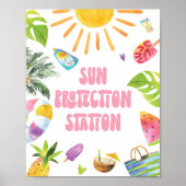 Sun Protection Stationプールパーティー標識 ポスター (正面)