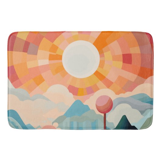 Sun Rays抽象芸術景観 バスマット (正面)