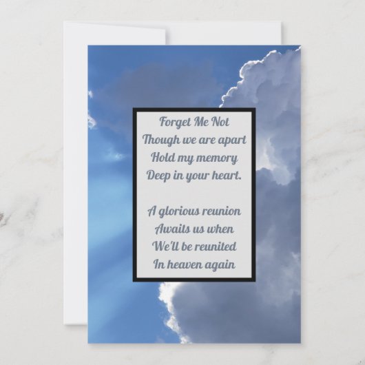 Sun Rays and Clouds Photo Memorial Card 招待状 (裏面)