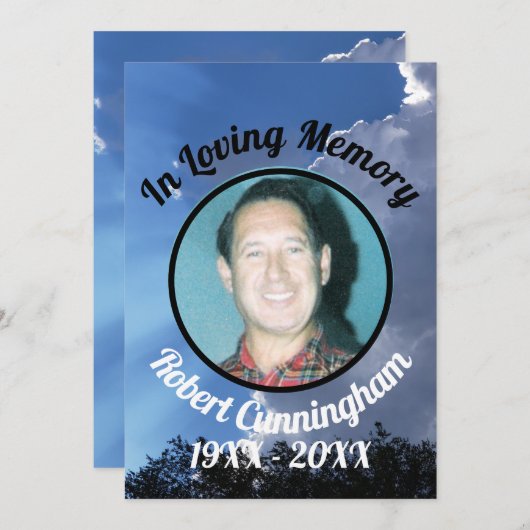 Sun Rays and Clouds Photo Memorial Card 招待状 (正面/裏面)