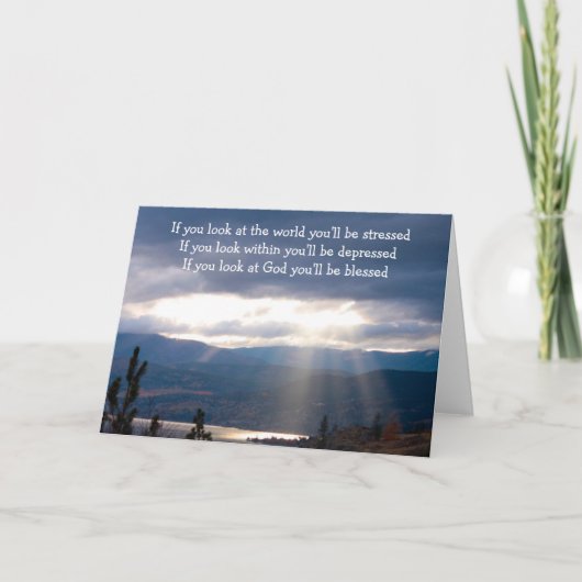  Sun Rays Lakeshore Storm Clouds Look at God カード (正面)