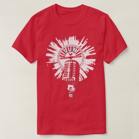 Sun Recordsホワイト(ばちゃばちゃ)跳ねるマイク Tシャツ (デザイン正面)