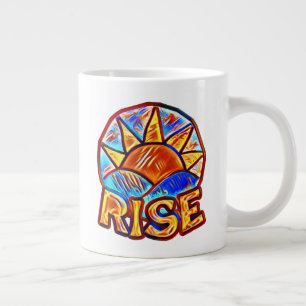 Sun Rise カラフル~Upliftingメッセージグラフィック ジャンボコーヒーマグカップ