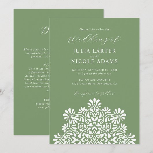 Sun Rising Boho Rustic Floral Mandala Wedding 招待状 (正面/裏面)