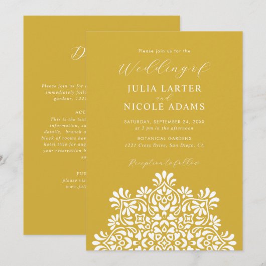 Sun Rising Boho Rustic Floral Mandala Wedding 招待状 (正面/裏面)