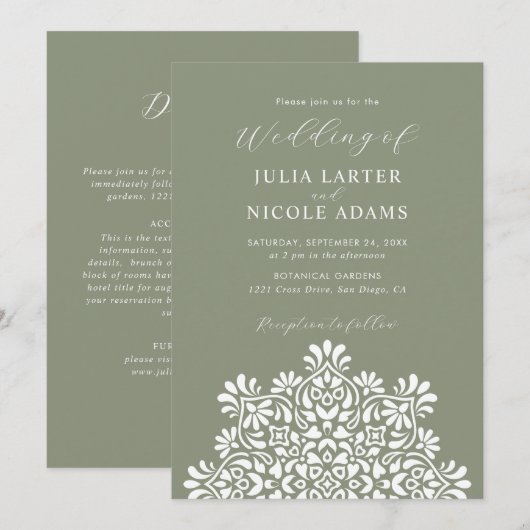 Sun Rising Boho Rustic Floral Mandala Wedding 招待状 (正面/裏面)