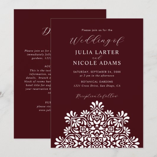 Sun Rising Boho Rustic Floral Mandala Wedding 招待状 (正面/裏面)