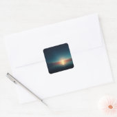 Sun Rising Over Calm Ocean Under Starry Night スクエアシール (封筒)