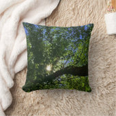 Sun Rising Through Trees写真モーニング自然 クッション (ブランケット)