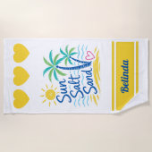 Sun Salt Sand オリジナルネーム ビーチ ヤシの木 サマー ビーチタオル (正面)