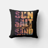 Sun Salt Sand Beach Cat Sunset Black クッション (正面)