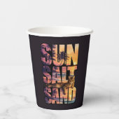 Sun Salt Sand Beach Cat Sunset Black 紙コップ (裏面)
