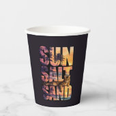 Sun Salt Sand Beach Cat Sunset Black 紙コップ (正面)