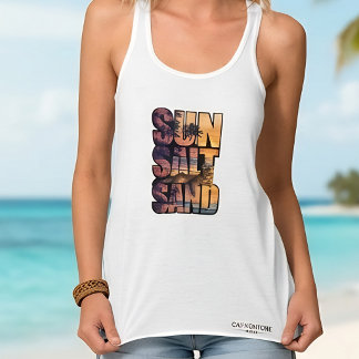 Sun Salt Sand Beach Cat Sunset Paradise  タンクトップ