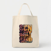 Sun Salt Sand Beach Cat Sunset Tote Bag トートバッグ (正面)