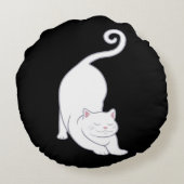 Sun Salutation Down White Cat Yoga on Black ラウンドクッション (裏面)