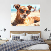 Sun, Sand, and Style: The Ultimate Beach Dog キャンバスプリント (インサイチュ (寝室))