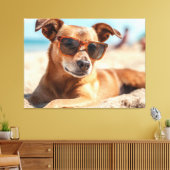 Sun, Sand, and Style: The Ultimate Beach Dog キャンバスプリント (インサイチュ (リビング))