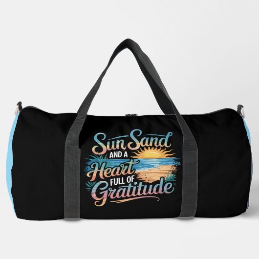 Sun Sand Heart Gratitude Beach ダッフルバッグ (正面)