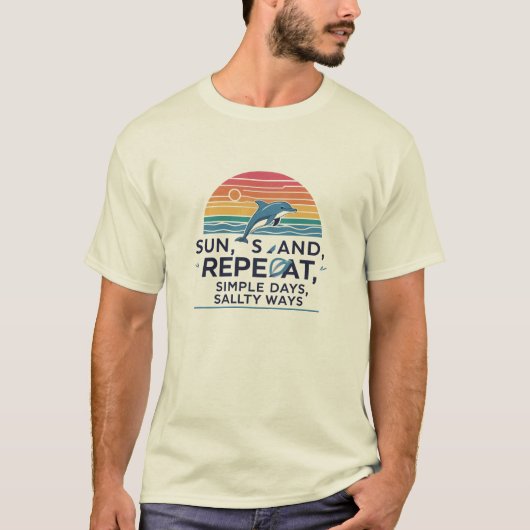 Sun, Sand, Repeat – ビーチの雰囲気を楽しむ 海好きな人へのTシャツ Tシャツ (正面)