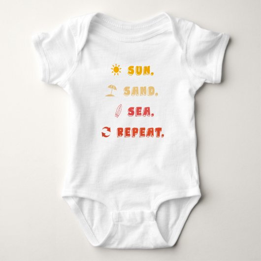 Sun Sand Sea Repeat – Beach Vibes Toddler Bodysuit ベビーボディスーツ (正面)